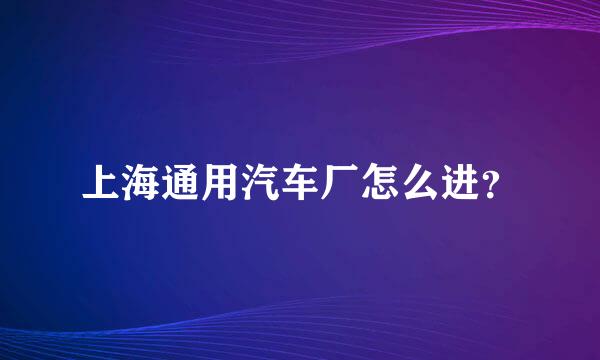 上海通用汽车厂怎么进？