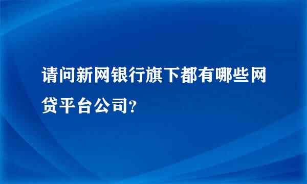 请问新网银行旗下都有哪些网贷平台公司？