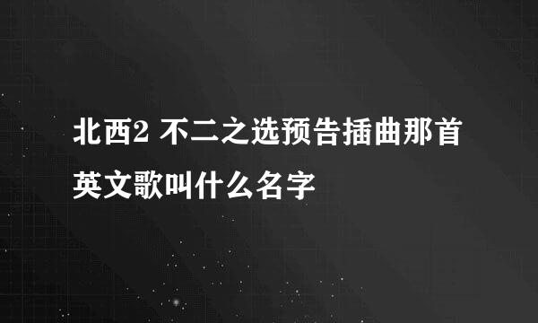 北西2 不二之选预告插曲那首英文歌叫什么名字