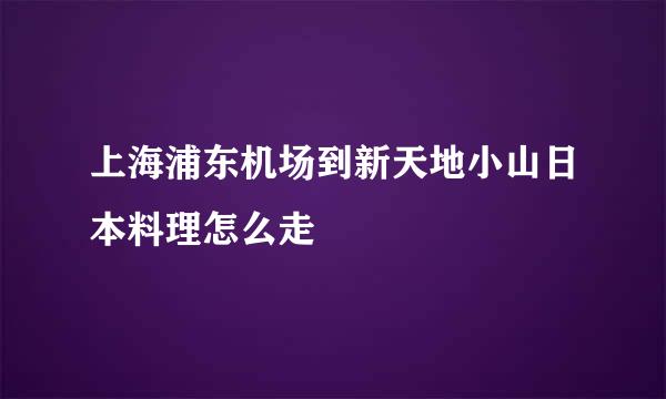 上海浦东机场到新天地小山日本料理怎么走