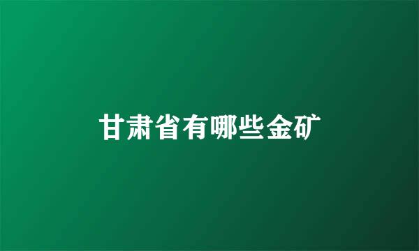 甘肃省有哪些金矿