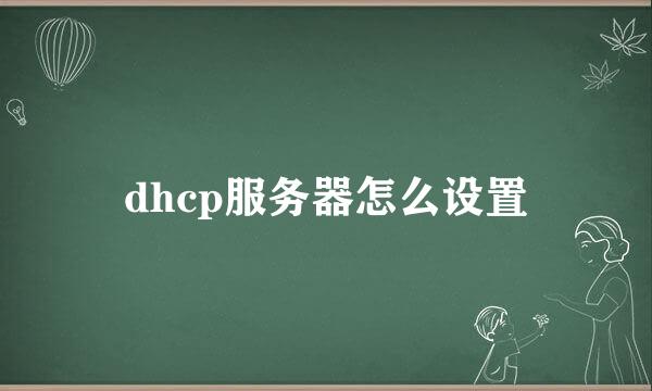 dhcp服务器怎么设置