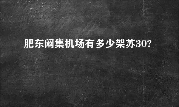 肥东阚集机场有多少架苏30?