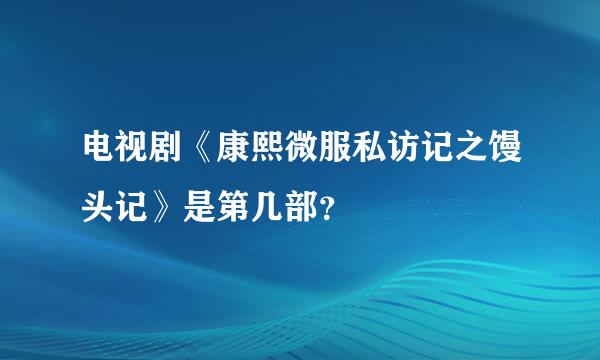 电视剧《康熙微服私访记之馒头记》是第几部？