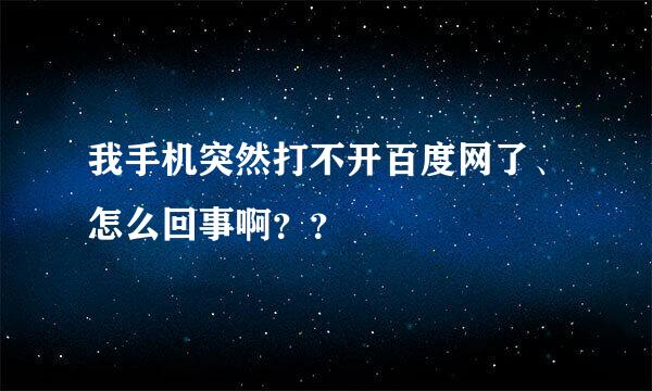 我手机突然打不开百度网了、怎么回事啊？？