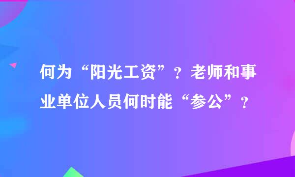 何为“阳光工资”？老师和事业单位人员何时能“参公”？