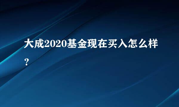 大成2020基金现在买入怎么样？