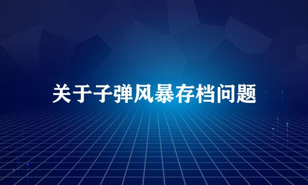 关于子弹风暴存档问题