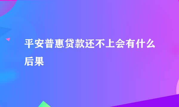 平安普惠贷款还不上会有什么后果