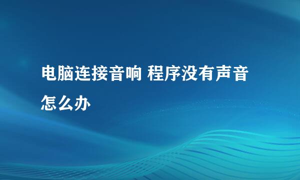 电脑连接音响 程序没有声音怎么办