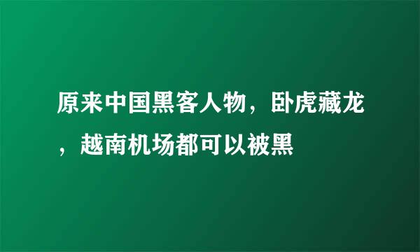 原来中国黑客人物，卧虎藏龙，越南机场都可以被黑