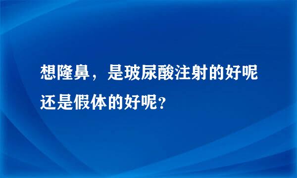 想隆鼻，是玻尿酸注射的好呢还是假体的好呢？