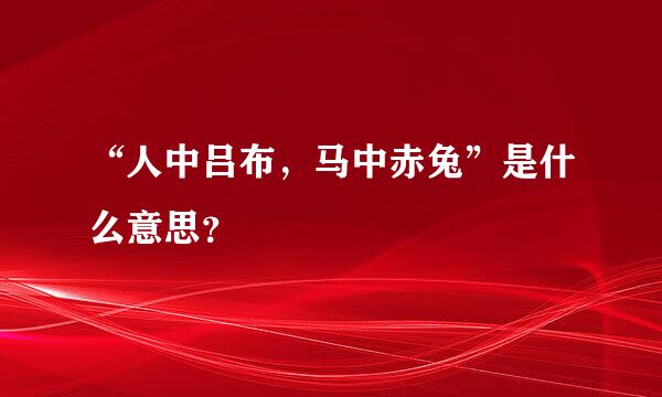 “人中吕布，马中赤兔”是什么意思？