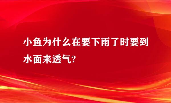 小鱼为什么在要下雨了时要到水面来透气?