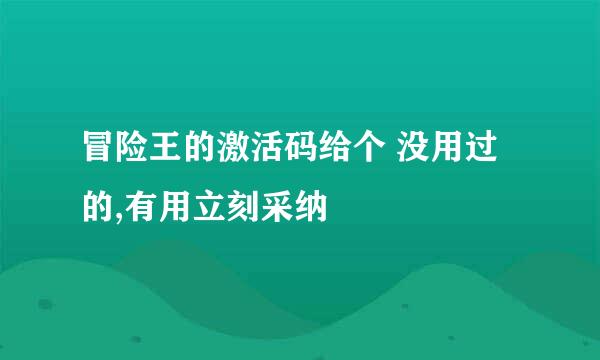 冒险王的激活码给个 没用过的,有用立刻采纳