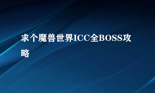 求个魔兽世界ICC全BOSS攻略