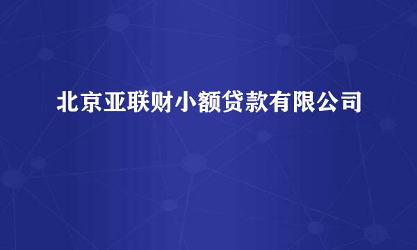 北京亚联财小额贷款有限公司