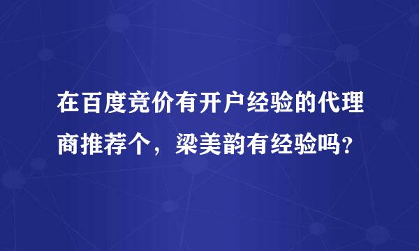 在百度竞价有开户经验的代理商推荐个，梁美韵有经验吗？