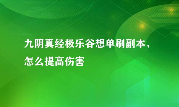 九阴真经极乐谷想单刷副本，怎么提高伤害