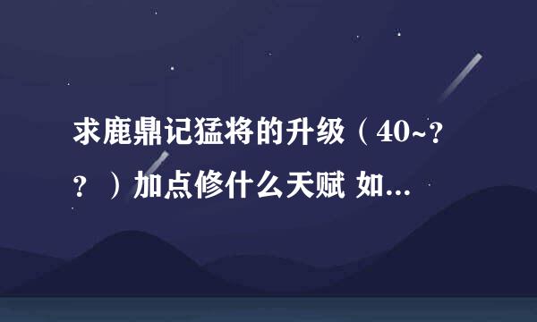 求鹿鼎记猛将的升级（40~？？）加点修什么天赋 如何加点等 的攻略 越详细越好