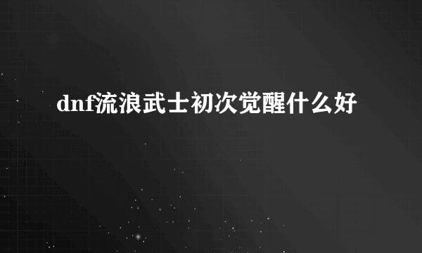 dnf流浪武士初次觉醒什么好