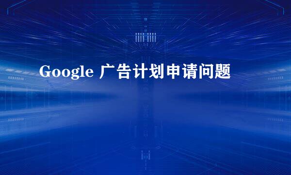 Google 广告计划申请问题