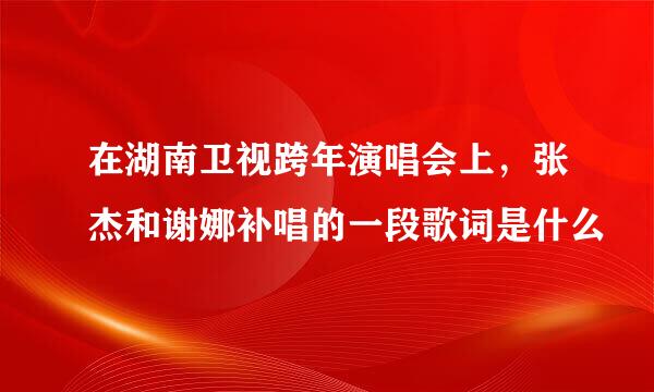 在湖南卫视跨年演唱会上，张杰和谢娜补唱的一段歌词是什么