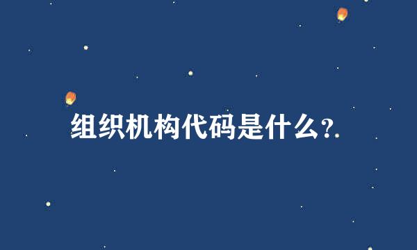 组织机构代码是什么？