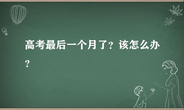 高考最后一个月了？该怎么办？