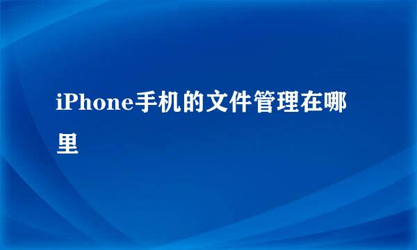 iPhone手机的文件管理在哪里