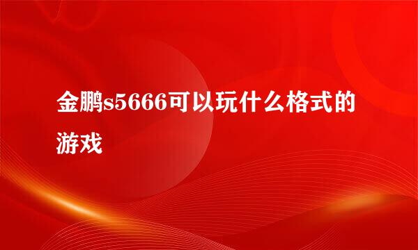 金鹏s5666可以玩什么格式的游戏