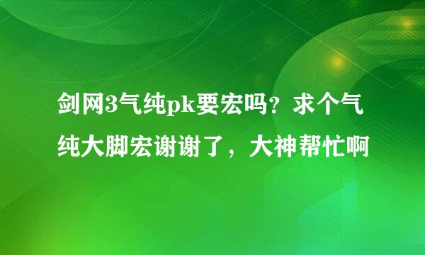 剑网3气纯pk要宏吗？求个气纯大脚宏谢谢了，大神帮忙啊