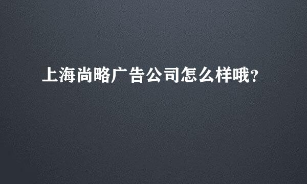 上海尚略广告公司怎么样哦？