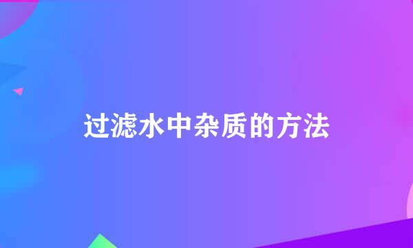 过滤水中杂质的方法