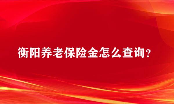 衡阳养老保险金怎么查询？