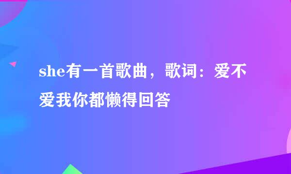 she有一首歌曲，歌词：爱不爱我你都懒得回答