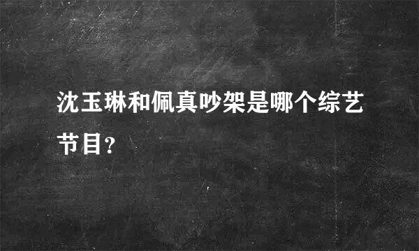 沈玉琳和佩真吵架是哪个综艺节目？