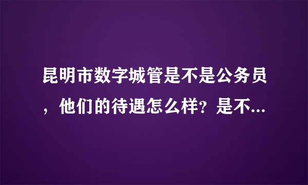 昆明市数字城管是不是公务员，他们的待遇怎么样？是不是有五险一金啊？他们不是公务员的话，他们是什么？