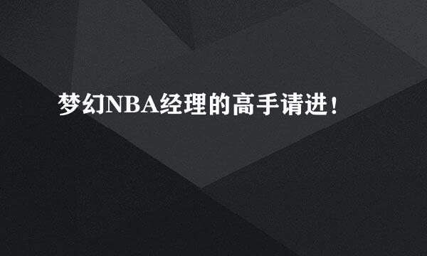 梦幻NBA经理的高手请进！