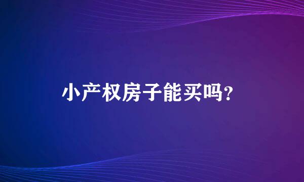 小产权房子能买吗？