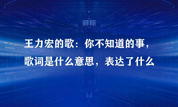 王力宏的歌：你不知道的事，歌词是什么意思，表达了什么