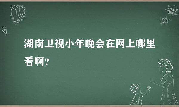 湖南卫视小年晚会在网上哪里看啊？