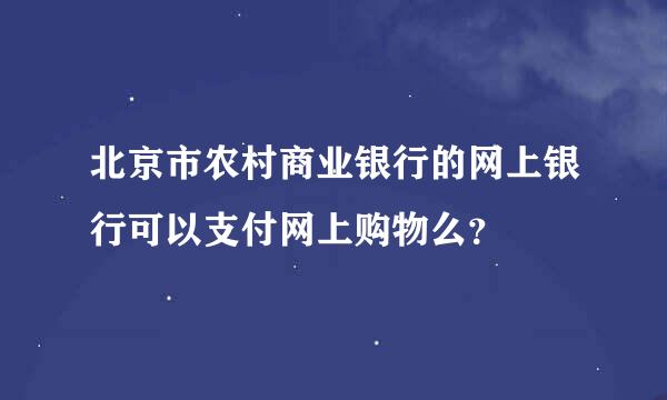 北京市农村商业银行的网上银行可以支付网上购物么？