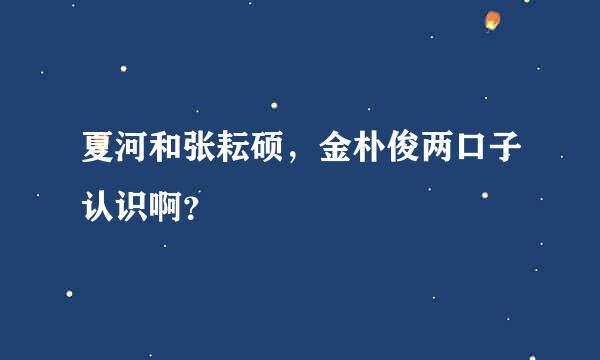 夏河和张耘硕，金朴俊两口子认识啊？