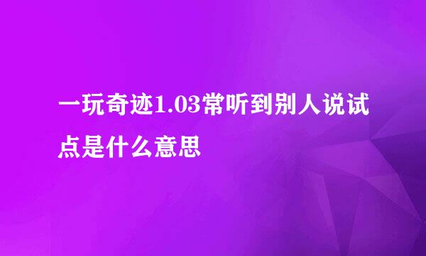 一玩奇迹1.03常听到别人说试点是什么意思