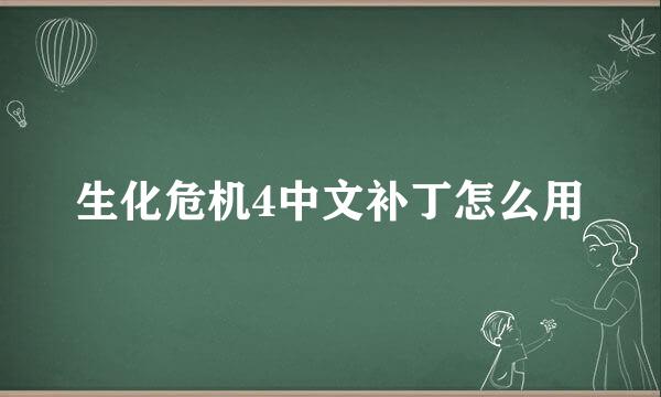 生化危机4中文补丁怎么用