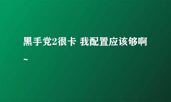 黑手党2很卡 我配置应该够啊~