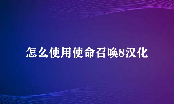 怎么使用使命召唤8汉化