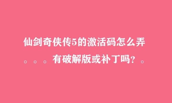 仙剑奇侠传5的激活码怎么弄。。。有破解版或补丁吗？。