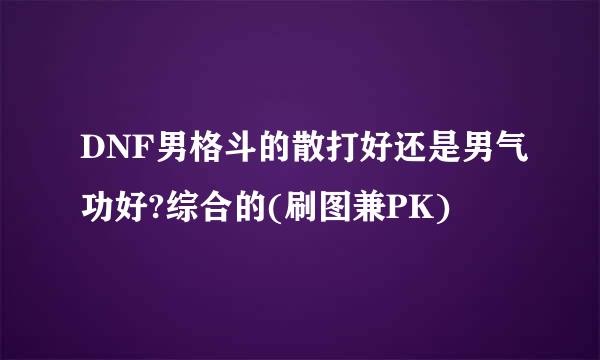 DNF男格斗的散打好还是男气功好?综合的(刷图兼PK)